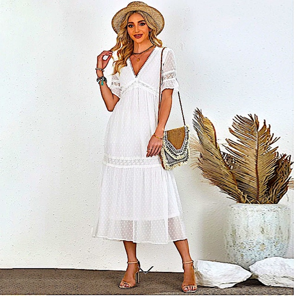 White Lace Maxi Dress - Picture 10 of 14